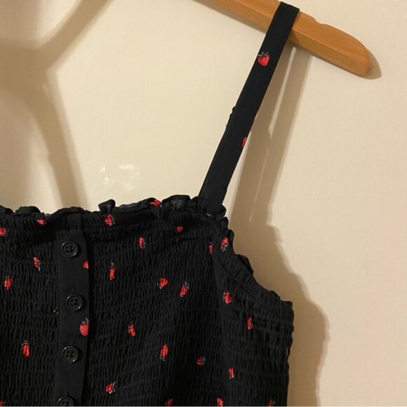 Torrid Strawberry Print Babydoll Challis Smocked Cami Tank 12 - Picture 3 of 5